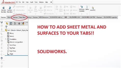 solidworks add sheet metal tab to ribbon|type tab in solidworks.